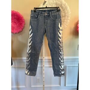 ASOS Men's Jeans with Silver Flames Size 32